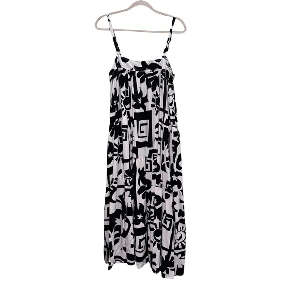 Anthropologie Abel the Label Abstract Sol Aztec Maxi Dress Boho Retro Black XL - Picture 1 of 8